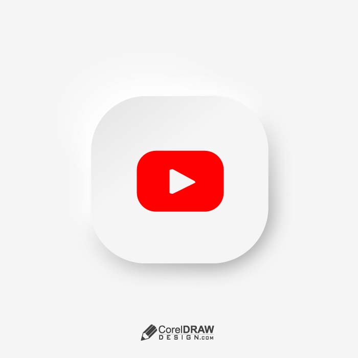Abstract youtube social app icons with rounded corners Neomorphism design