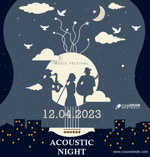Acoustic night music Festival poster Banner And Flyer  vector design Download For Free