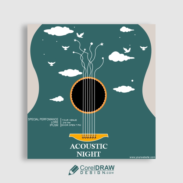 Acoustic night music poster vector design