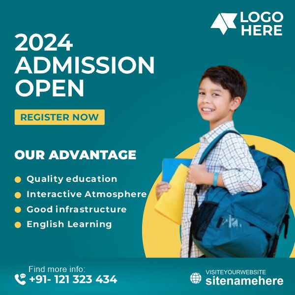 Admission open school, college, and institute poster banner template