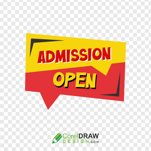 Admission Open Tag in comic Style, Abstract Shape Banner, Label, Clipart, Text Box, PNG image, Free Vector, Coreldraw Design