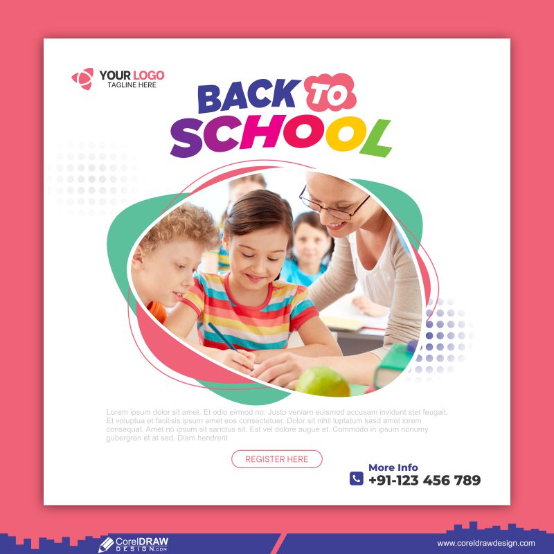 Back to School Enrollment Banner Template Free CDR