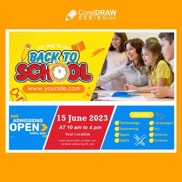 Back to School Promotional Banner Template Design Download For Free With Cdr File