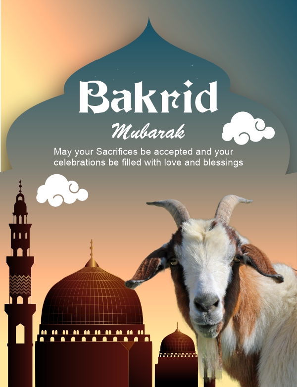 Bakrid Mubarak 2024 Eid Al Adha Celebration Wishes Vector Banner Download For free
