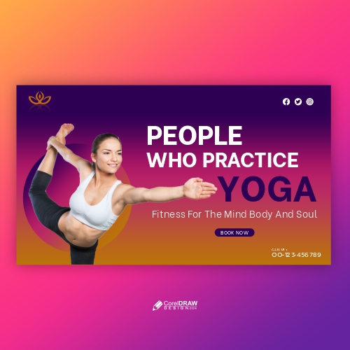 Banner For Yoga Practice With Woman Free Vector