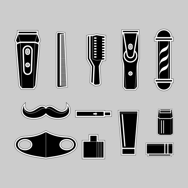 Barber tools set icons design CDR file download free