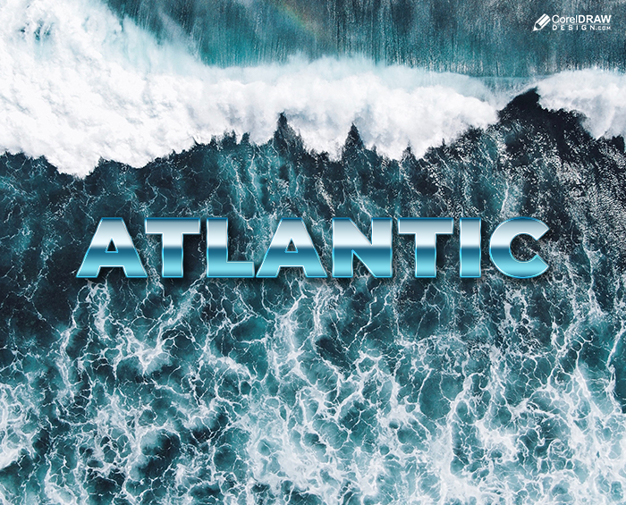 Beautiful Atlantic Ocean blue turquoise color Text Effect