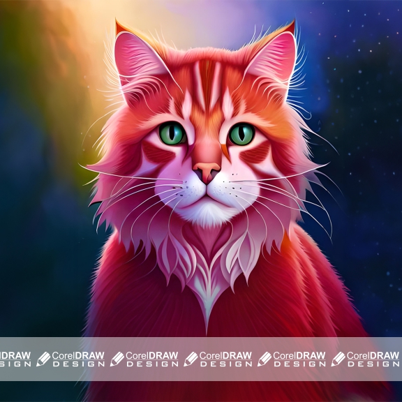 Beautiful cat With Colorful Background Free Image Download For Free