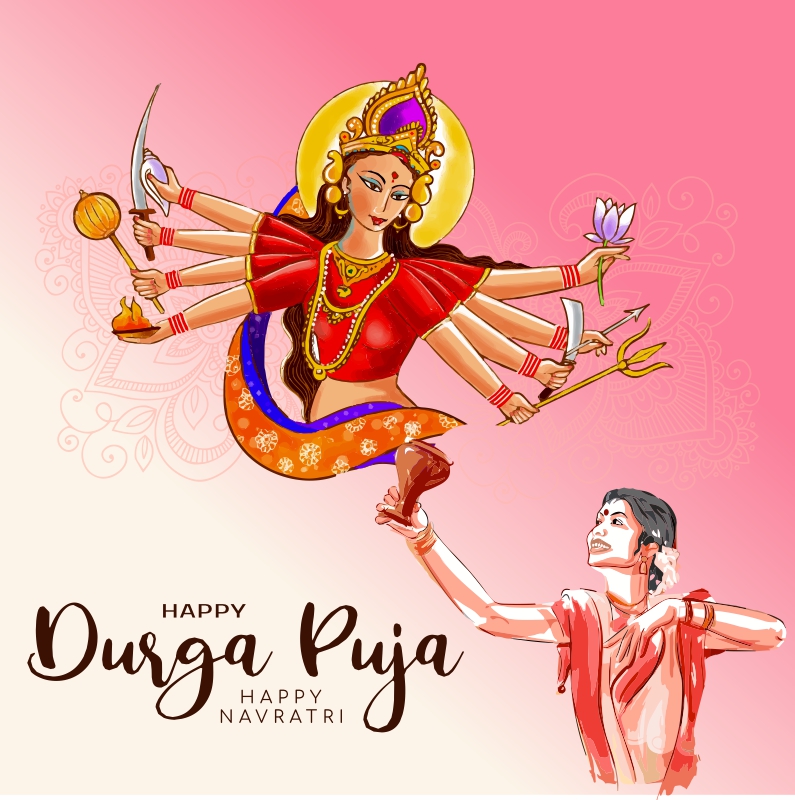 Beautiful Happy Durga Pujja and Navratri Vector Design With Free CDR File Download Now