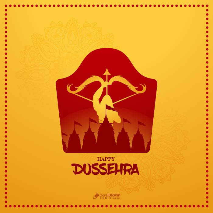 Beautiful Happy Dussehra Rama  Indian Festival Colorful Wishes Vector banner Template