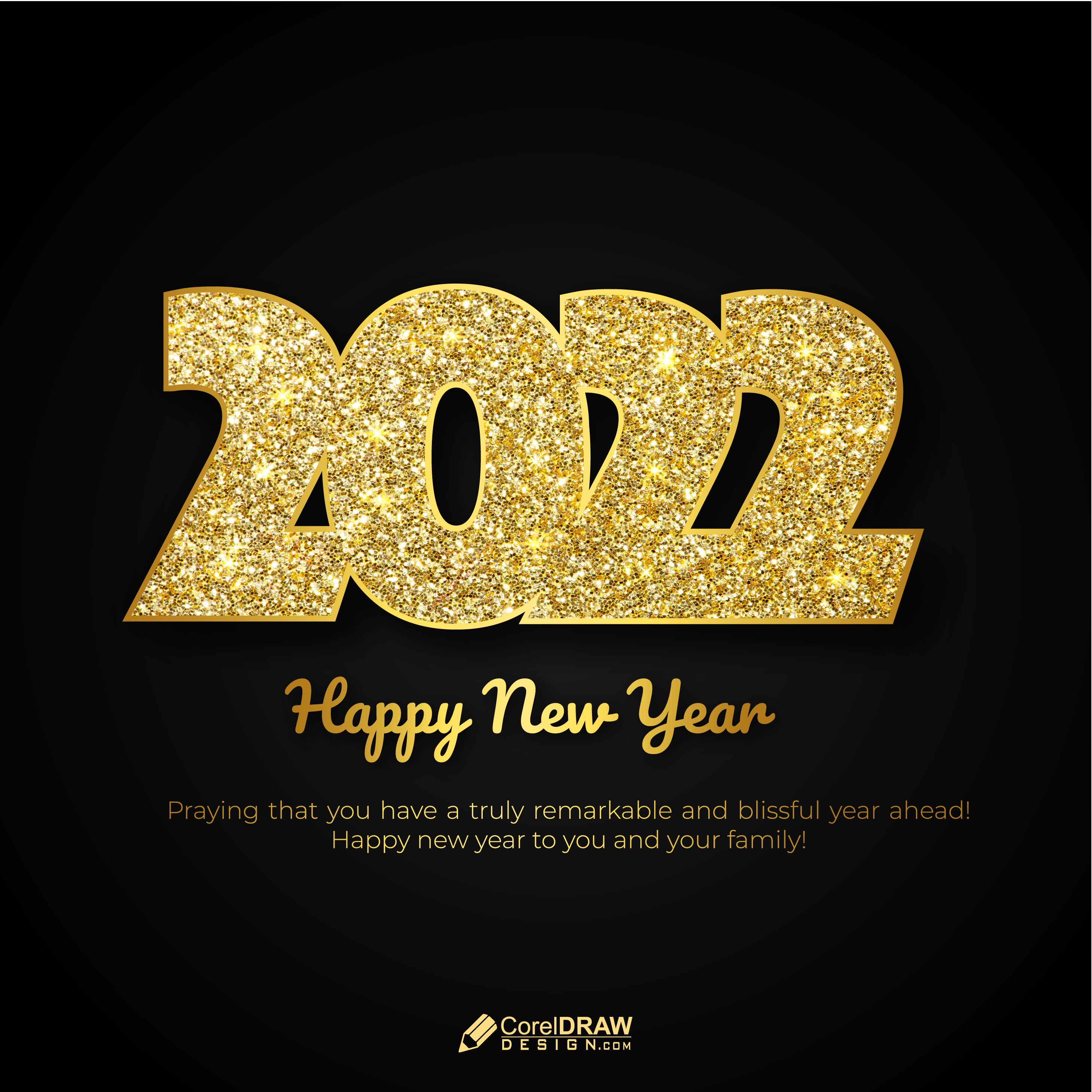 Beautiful Happy New Year 2022 Vector Wishes Card Template