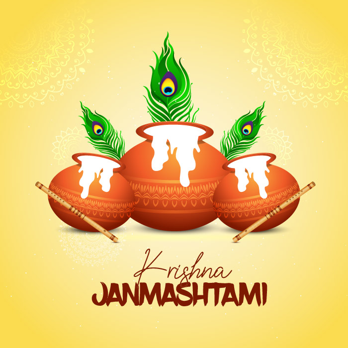 Beautiful Krishna Birthday flute janmastami festival free creative vector cdr