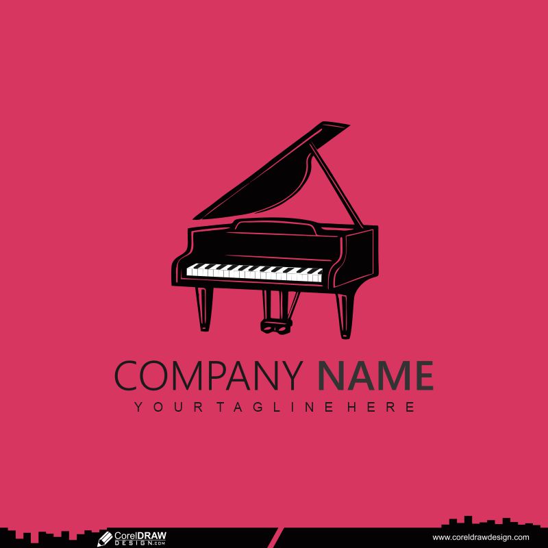 Beautiful Piano Studio Logo Design Cdr Vector 