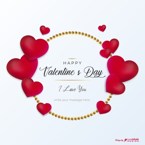 Beautiful Valentines Day Greeting With Love Hearts Free Vector