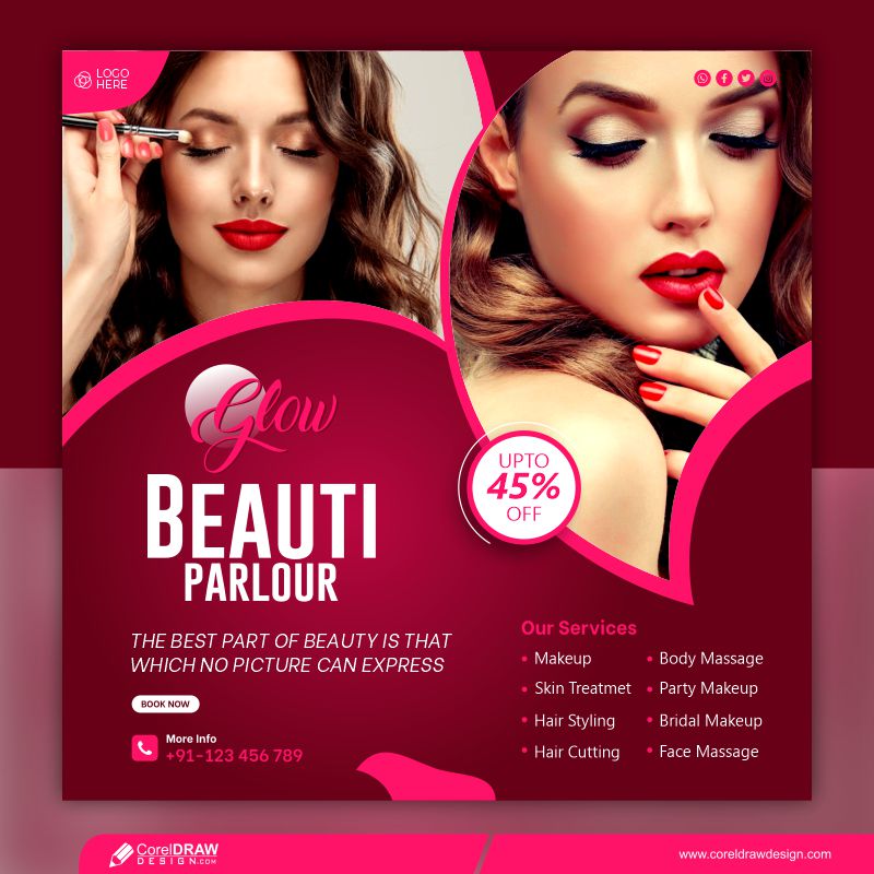 Beauty Parlour Banner Template Free Vector Design
