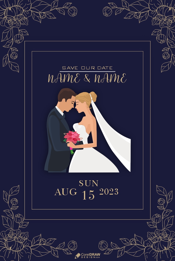 Beautyfull Wedding Card Vector Design Download for free