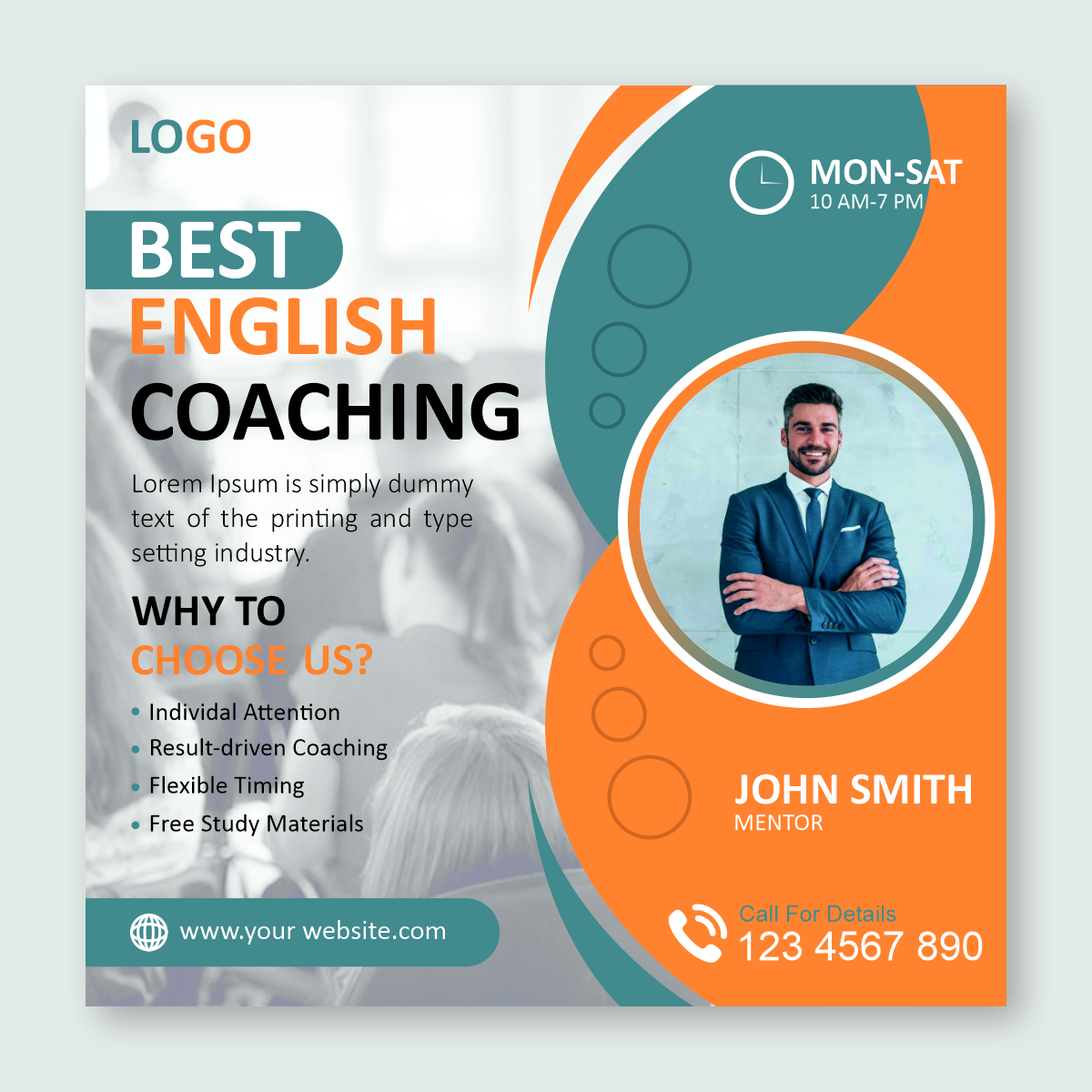 best english coaching poster vector design download for free