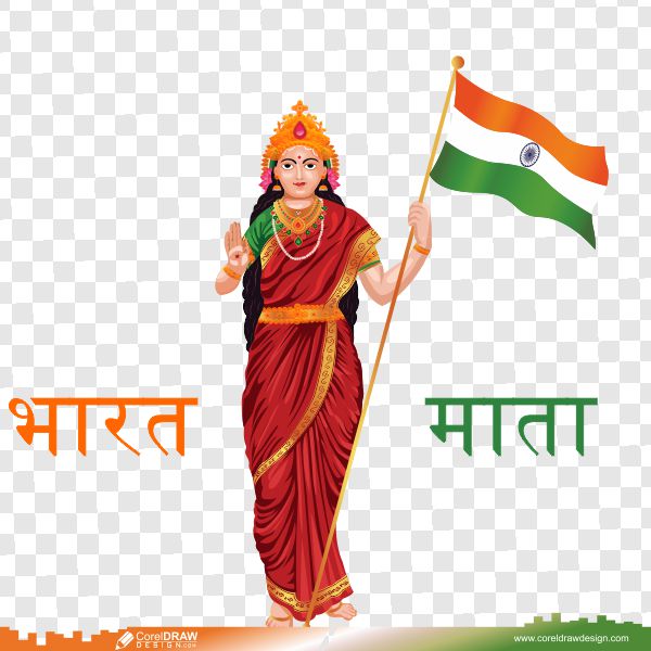 Bharat Mata illustration for independence day and republic day png vector