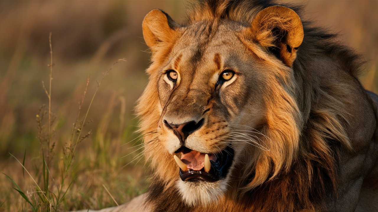 Big cat lion in the wild preying hd stock image