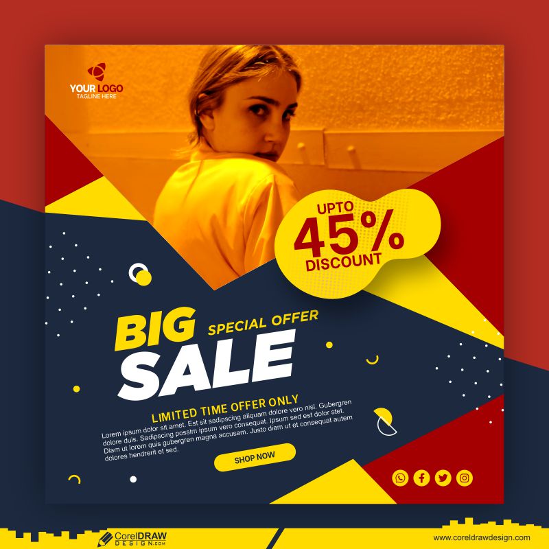 Big Sale Banner Social Media Post Template Free CDR