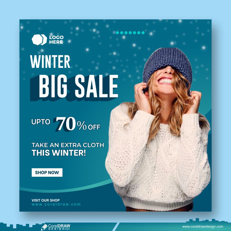 big winter sale template design CDR free Vector