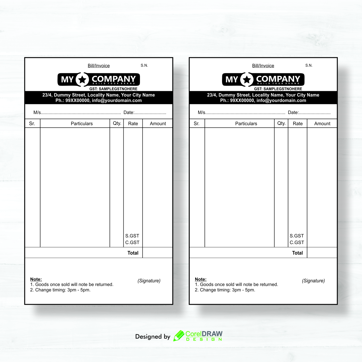 Download Bill Book CDR Vector Design | CorelDraw Design (Download ...