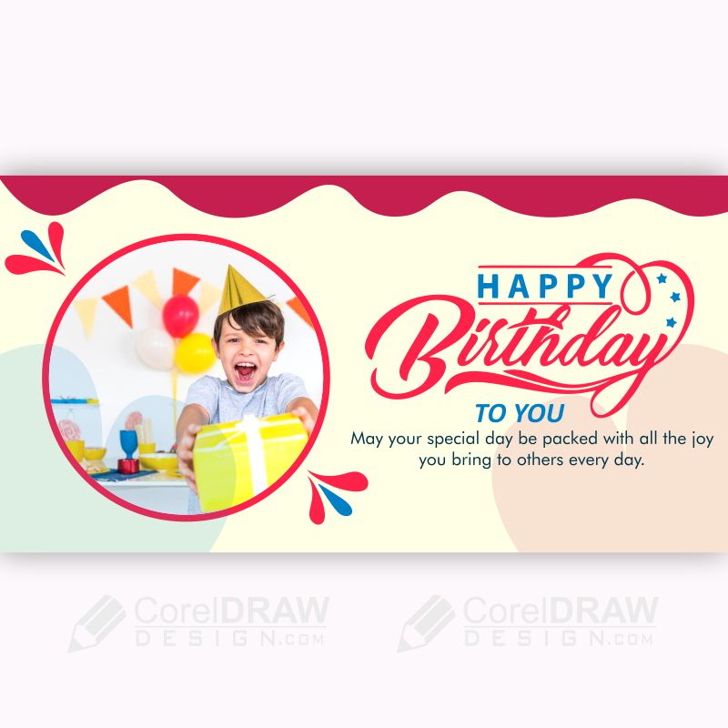 Birthday celebration boy banner with photo vector cdr background 