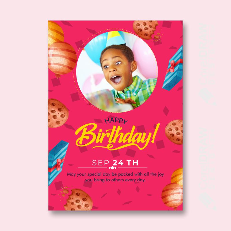 Birthday celebration boy card with photo vector cdr 