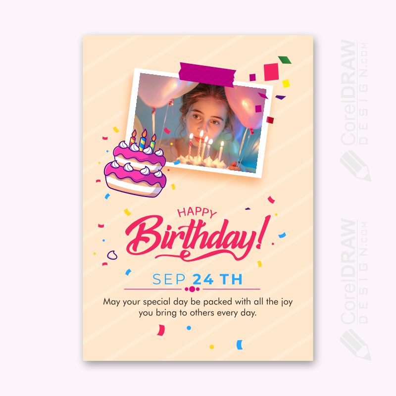 Birthday celebration card with photo vector cdr 