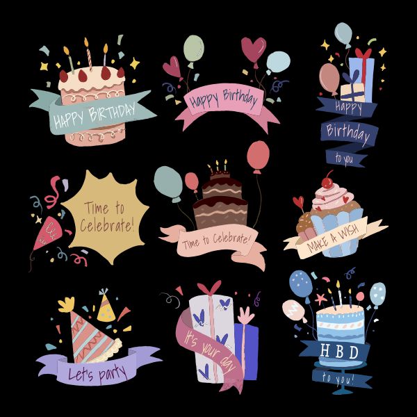 Birthday sticker design CDR file download for free