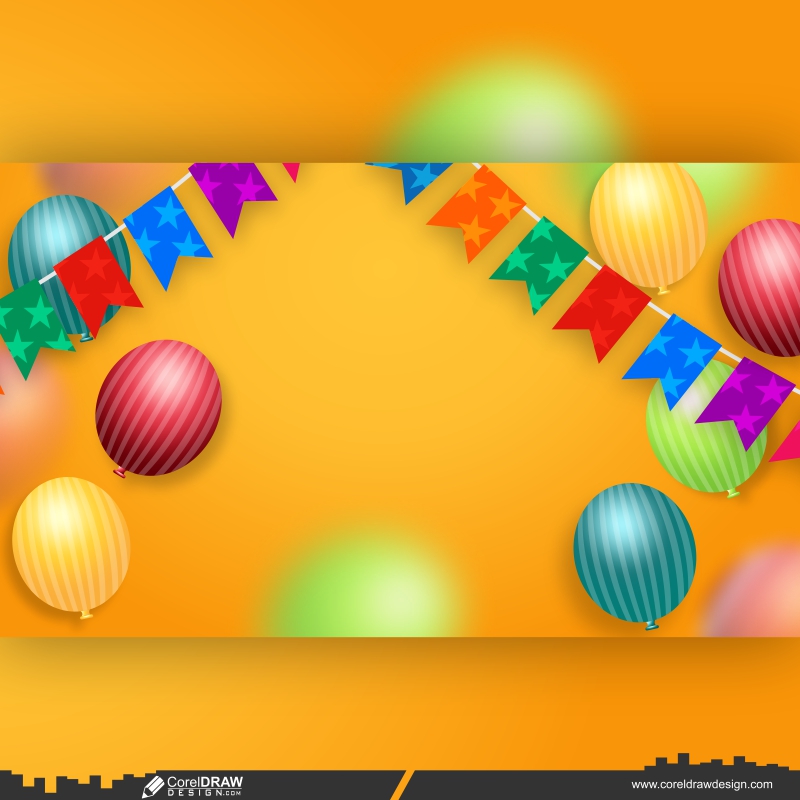 Download Birthday Yellow Background With Balloon Cdr Vector | CorelDraw ...