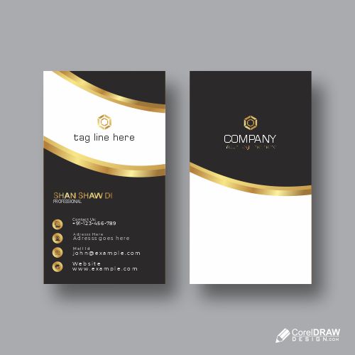 Black & Gold Business Card Free Vector