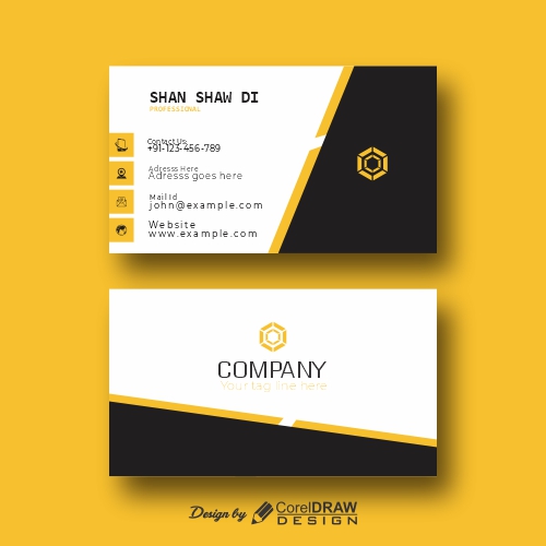 Black & Yellow Elegant Corporate Card Free Vector