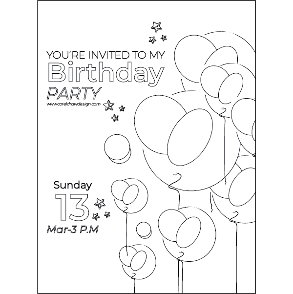 Black And White Creative Birthday Invitation Balloon Party Date Golden Wishing Trending 2021 EPS File Free Download