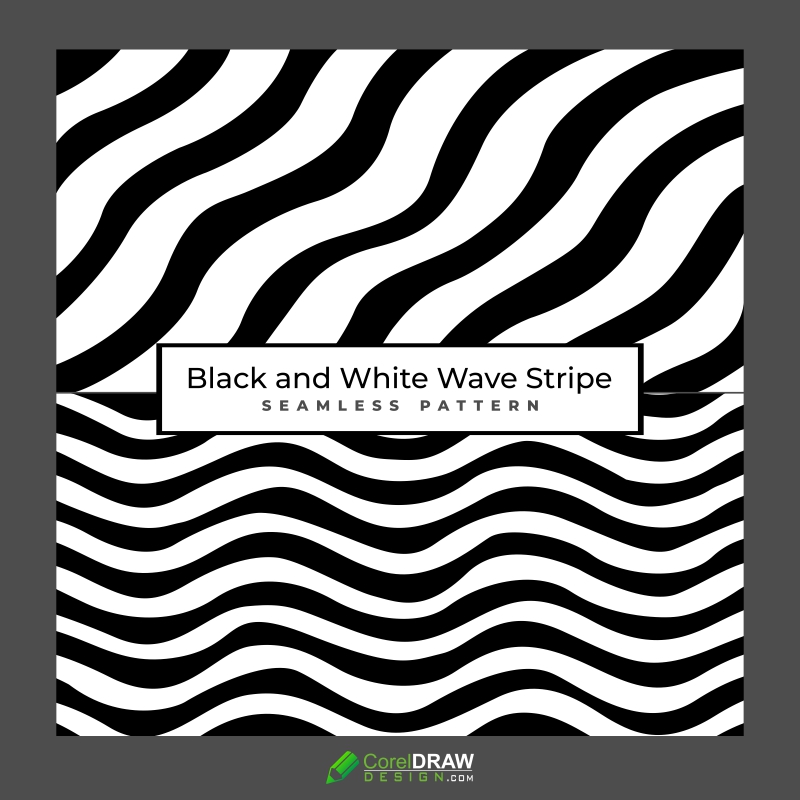 Black and White Wave Stripe Optical Abstract Design, Free Vector
