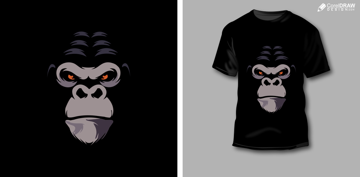 black chimpanzee graphic t-shirt mock up