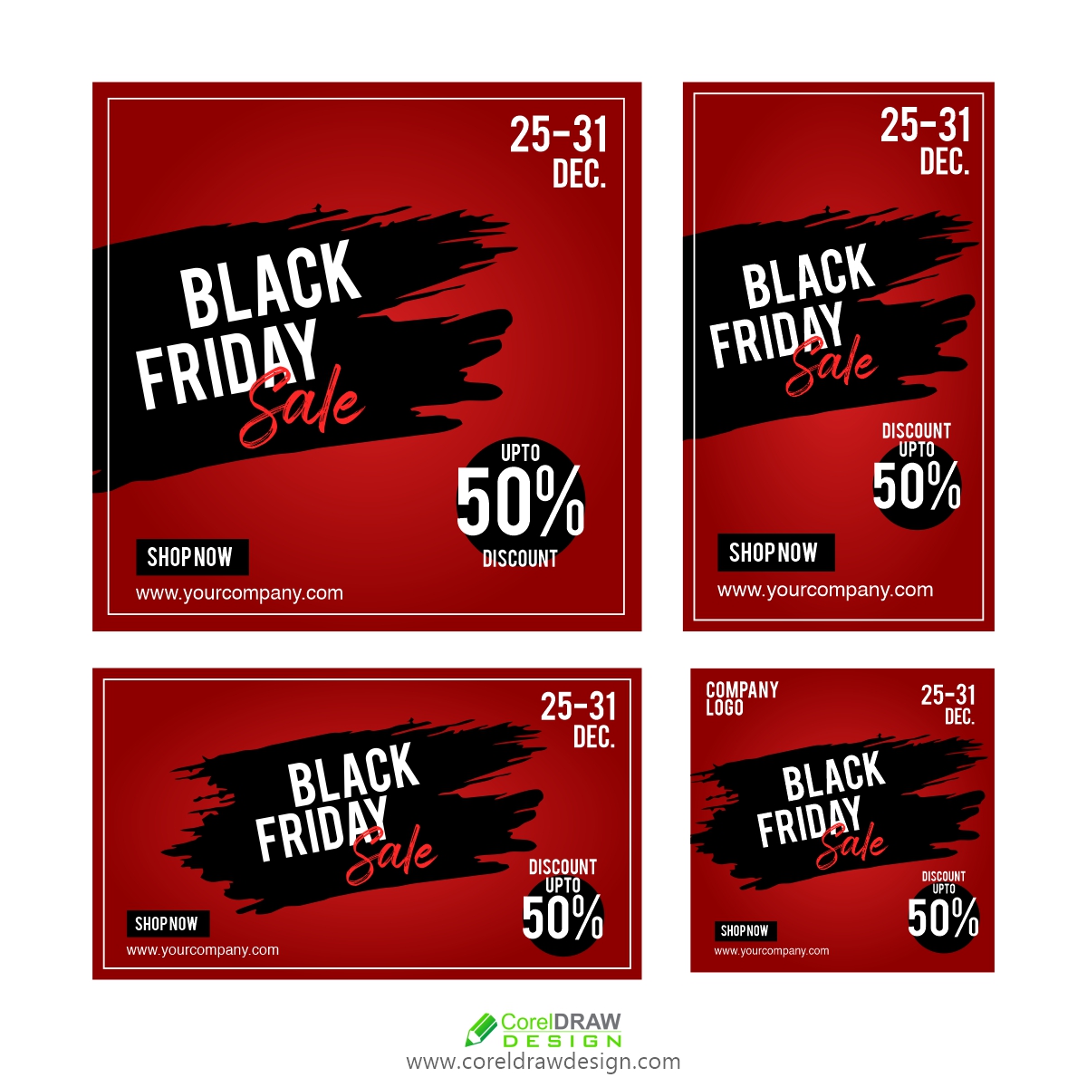 Black Friday Sale Banner- Social Media Post Template in Different Size