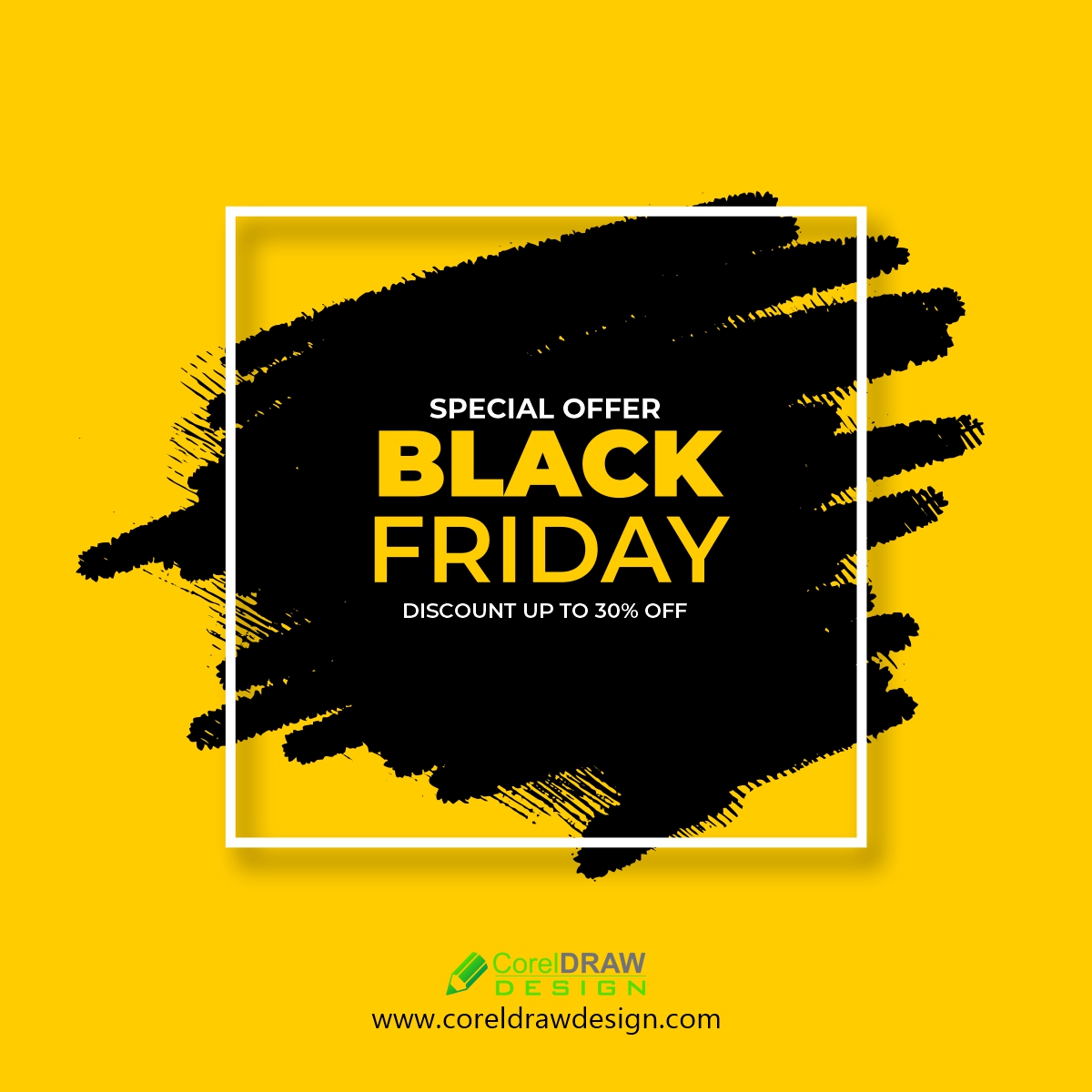 Black Friday Sale Banner with Abstract Brush Stroke Free Vector
