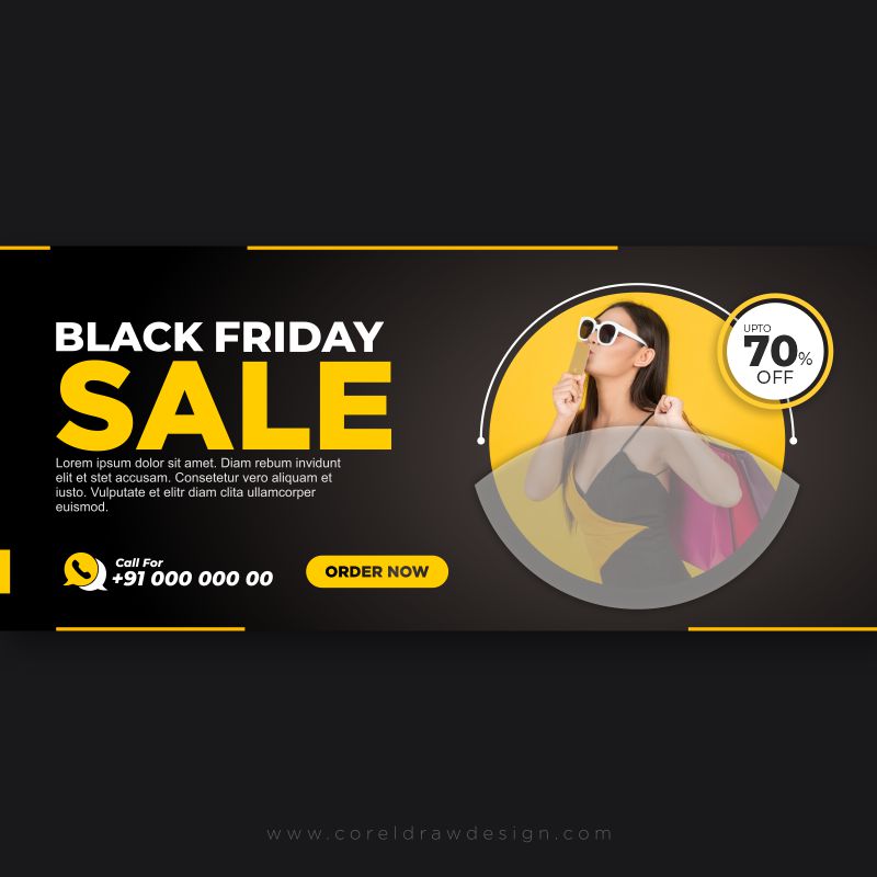 black Friday sale black background template vector