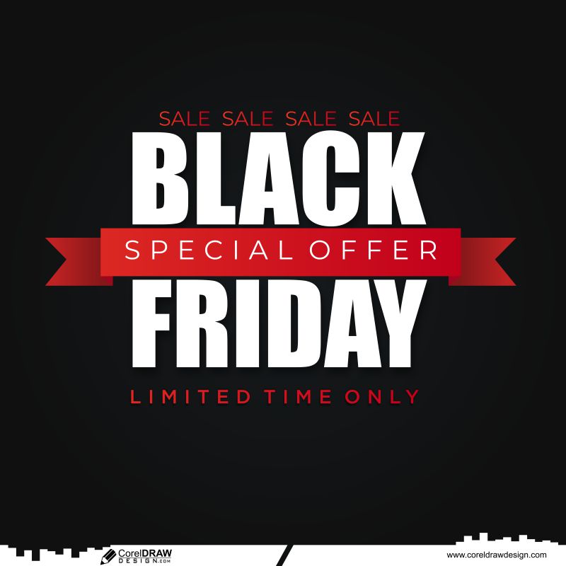 black friday sale black background vector template