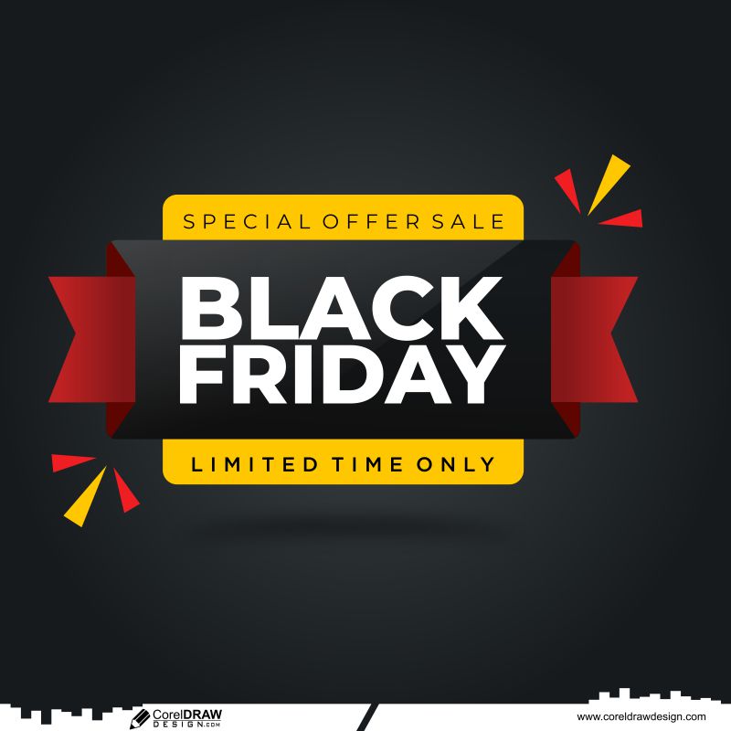 black friday sale ribbon background vector template