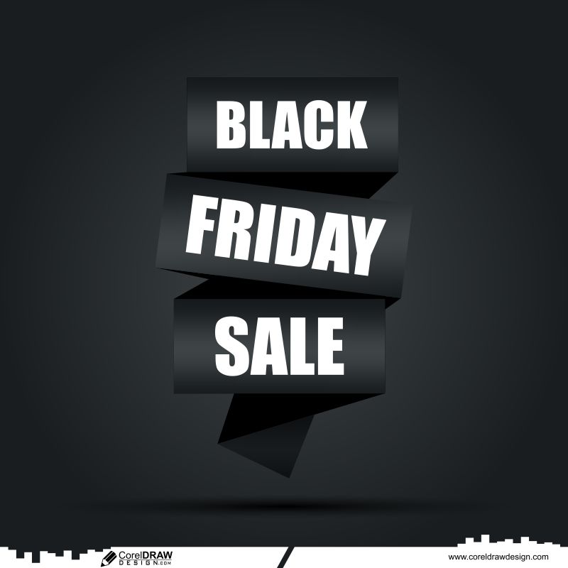 black friday sale ribbon type black background vector template