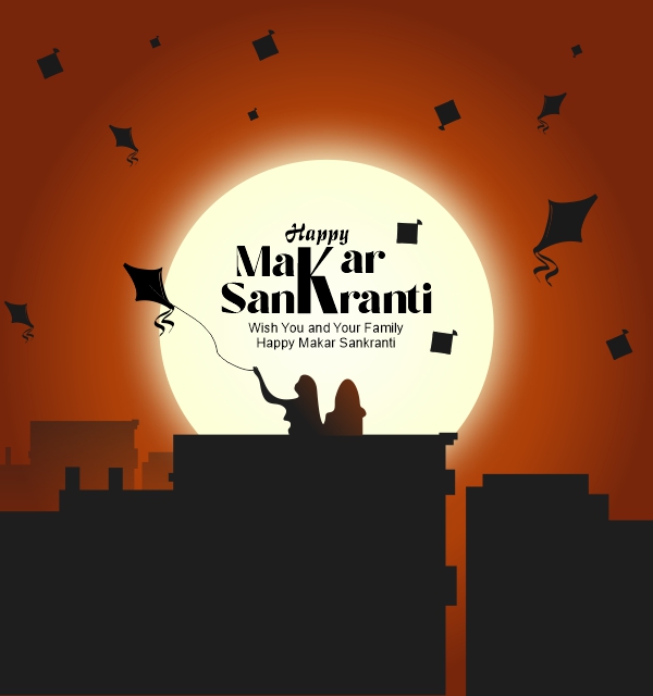 Black illustrative Makar Sankranti 2025 Best Wishes CDR Banner Download For Free