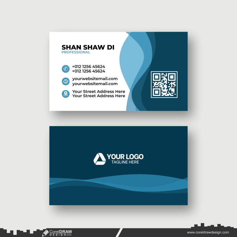 blue abstract business card design Premium