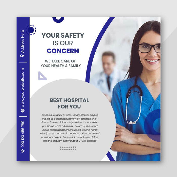 Blue Abstract hospital ad social media banner vector