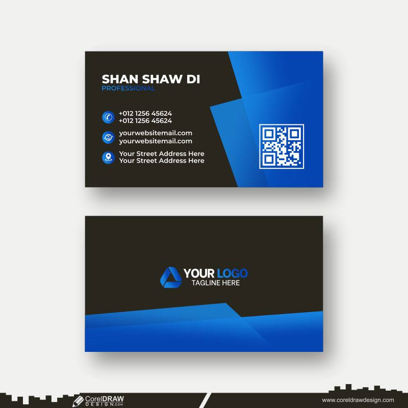 blue & black business card design download 