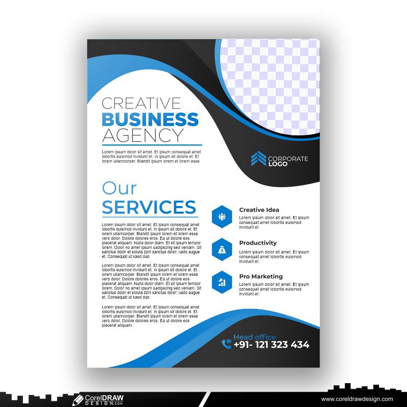 blue & black business flyer design template premium flyer