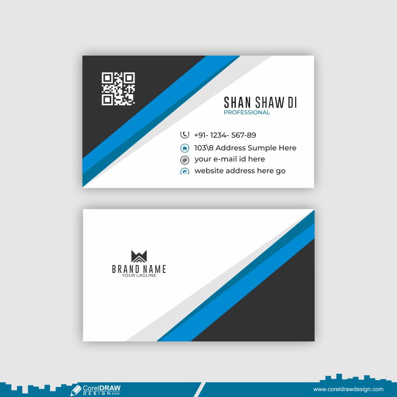 blue business card design template premium vector