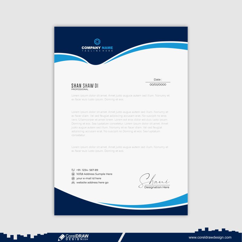 Blue Business Letter Head Corporate Business Template Design CDR