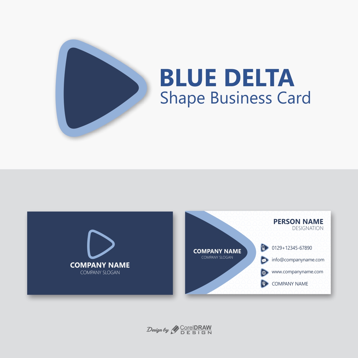 Blue Delta Shape Business Card